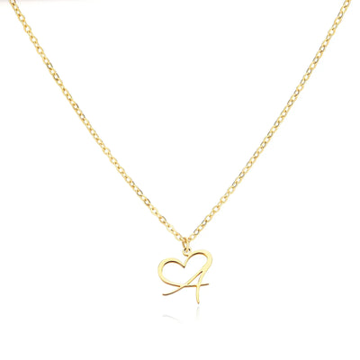 Collier Lettre En Cursive Cœur