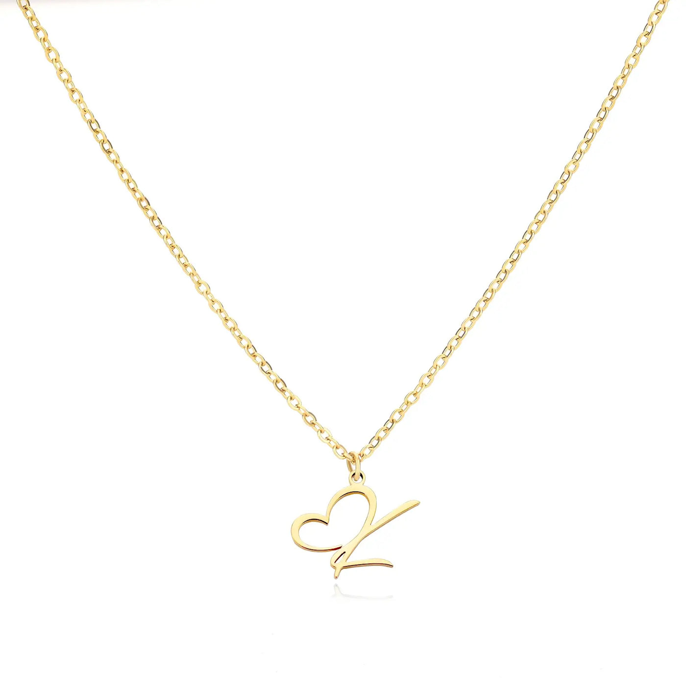 Collier Lettre En Cursive Cœur