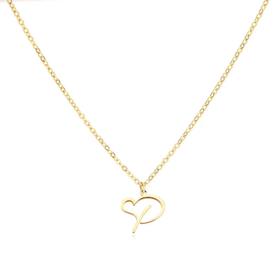 Collier Lettre En Cursive Cœur