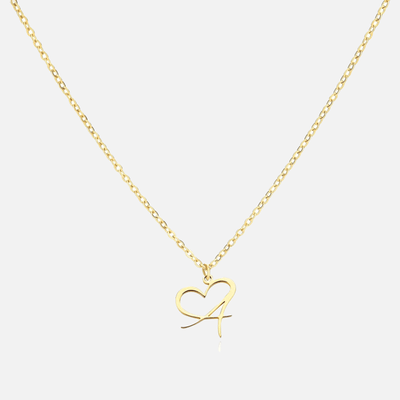 Collier Lettre En Cursive Cœur